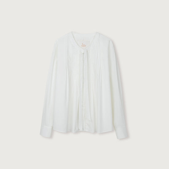 ELIANA Pintuck Ribbon Shirt - White
