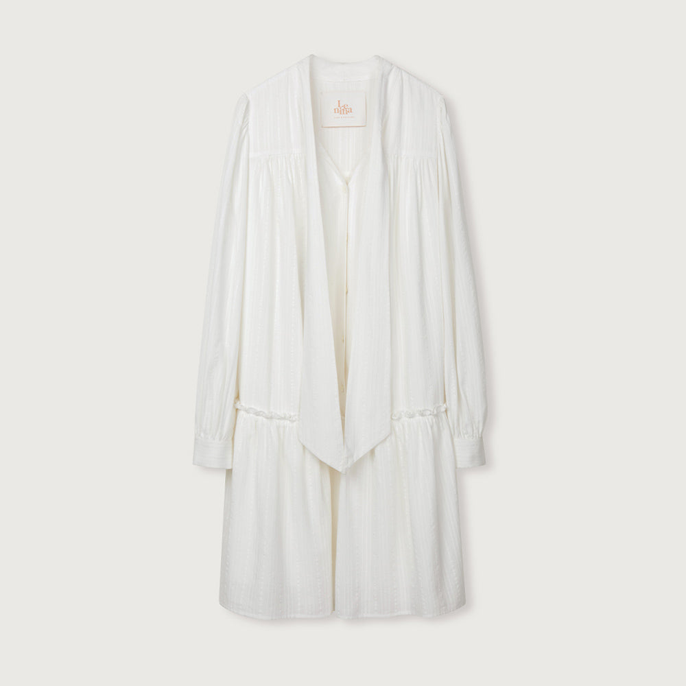 DARLENE Bow Neck Dress - White