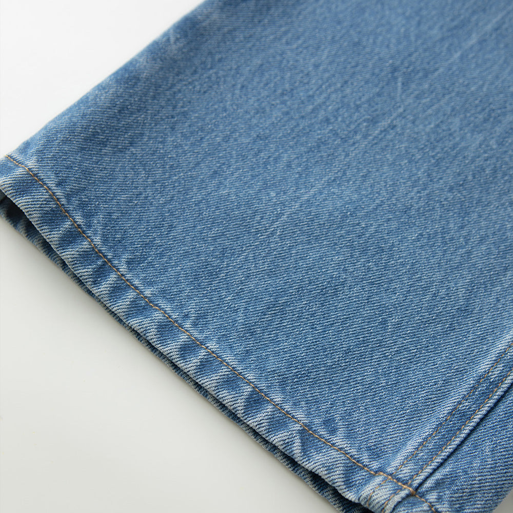 KINSLEY Wide Washing Denim Pants - Blue