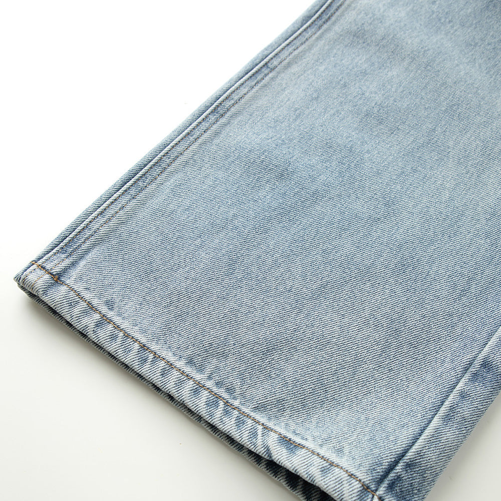 KINSLEY Wide Washing Denim Pants - Light blue