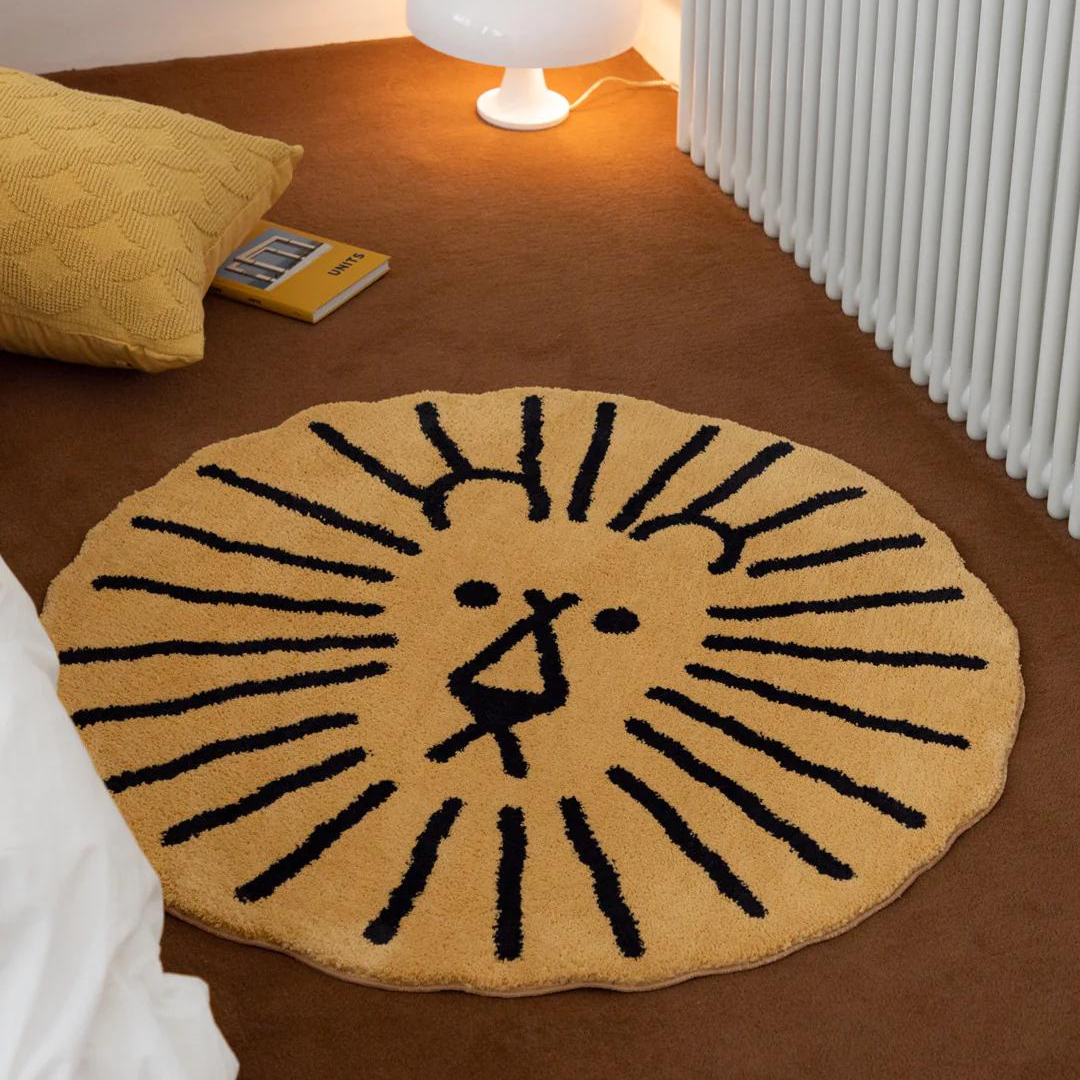 LION RUG - BLACK LINE ON BROWN